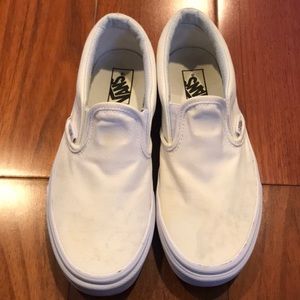 Vans White Slip ons (kids 3.5)